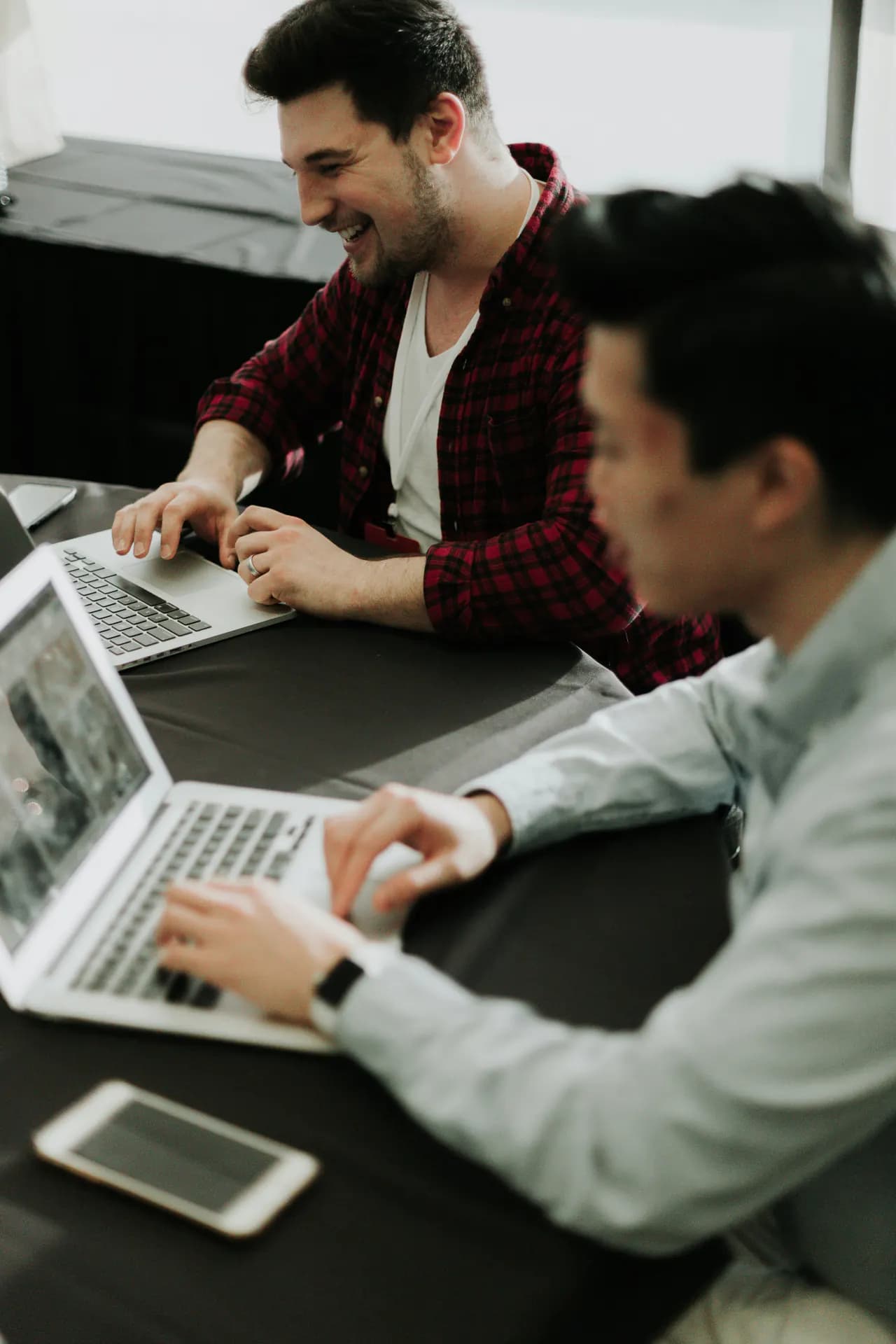Professionals collaborating in a modern workplace